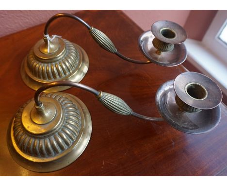 A Pair of Vintage Brass Wall Sconces, 6cm high, 32cm wide 