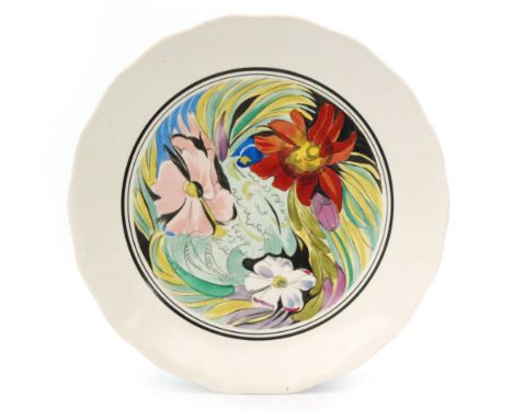 Clarice Cliff - M.J.Riach (Ann Riach) - Harrods Art in Industry Exhibition - A circular wave edge plate circa 1934 transfer p