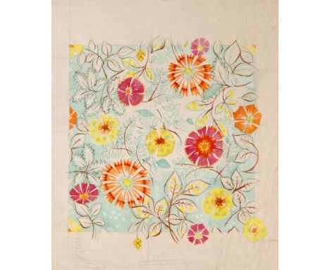 Robert Bonfils - Bianchini Ferier - A 1920s Art Deco watercolour and pencil preparatory silk scarf design, numbered 55720, th