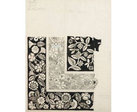 Robert Bonfils - Bianchini Ferier - A 1920s Art Deco preparatory silk scarf design titled Haiti, numbered 329 and 55007, the 