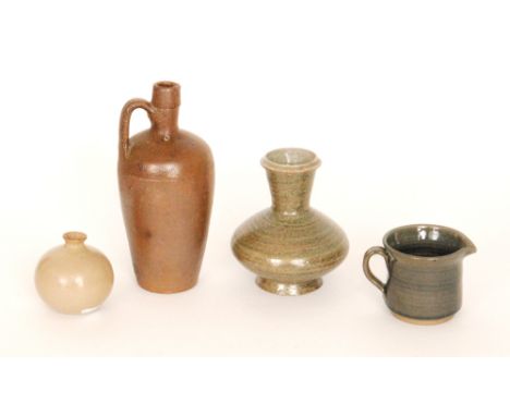 Unknown - Four assorted post war studio pottery vessels comprising a stoneware flagon impressed A.Rangel R, Olivera de Azemei