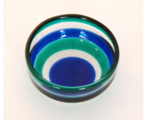 Fulvio Bianconi - Venini - A post war glass Fasce Orizzontali bowl decorated with alternate green and blue banded decoration,