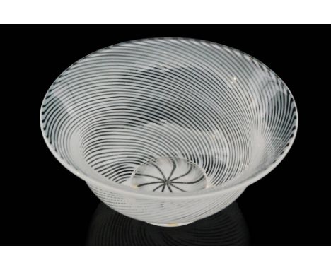 Edward Hald - Orrefors - A post war glass Slip Graal bowl, the cushion foot rising to a straight sided bowl with flared rim i