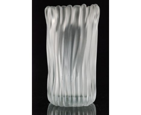 Tapio Wirkkala - Iittala - A large post war Jakala or Lichen vase of sleeve form decorated with moulded bands in a frosted fi