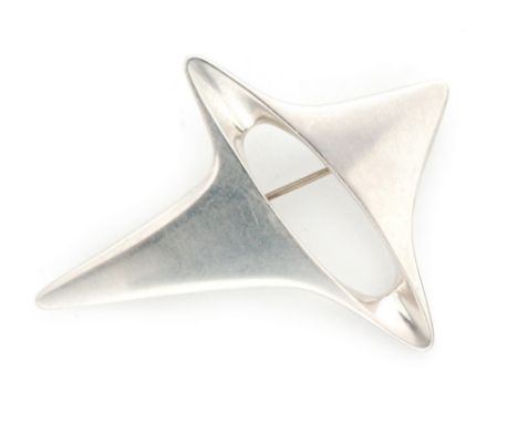 Henning Koppel for Georg Jensen- A Danish sterling silver abstract brooch, design number 339, stamped 925S, Denmarks with pos
