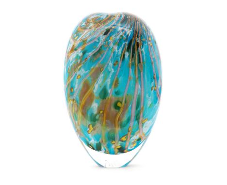 Peter Layton - London Glassblowing - A large contemporary Highlight Stoneform vase, of compressed ovoid form internally decor