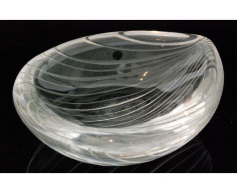 Tapio Wirkkala - Iittala - A post war glass dish pattern 3336, of shallow form reverse decorated with linear fan cutting, dat