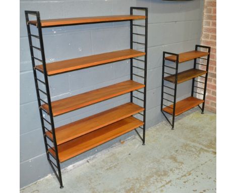 Robert Heal - Staples - A teak 'Ladderax' bookcase / shelf unit with black finished steel supports, including three 58.5cm sh