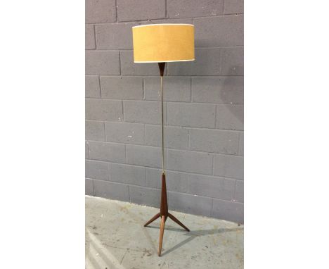 Unknown - A 'Sputnik' style standard lamp with teak column above a tripod base, height 153cm (excluding bulb holder), togethe