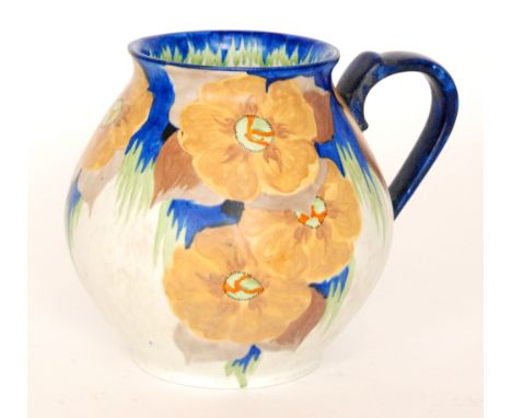 Carlton Ware - A 1930s Art Deco flower jug decorated in the Handcraft Peach Melba pattern, the body hand painted with flowers