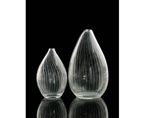 Tapio Wirkkala - Iittala - A post war clear crystal glass vase pattern 368, of ovoid form decorated with twisted linear cutti