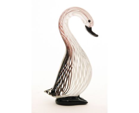 In the manner of Dino Martens - Fratelli Toso - A post war Italian Murano glass figure of a stylised bird with opal and ameth