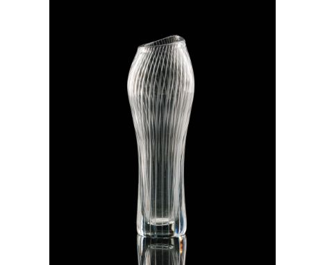 Tapio Wirkkala - Iittala - A post war glass Varsanjalka or Foal's Foot vase of sleeve form rising to a swollen neck decorated