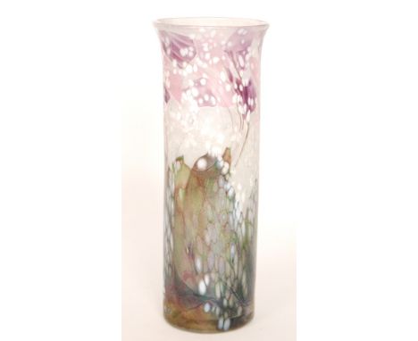 Michael & Elizabeth Harris - Isle of Wight - A large later 20th Century Lilac Flower Garden studio glass vase of sleeve form 