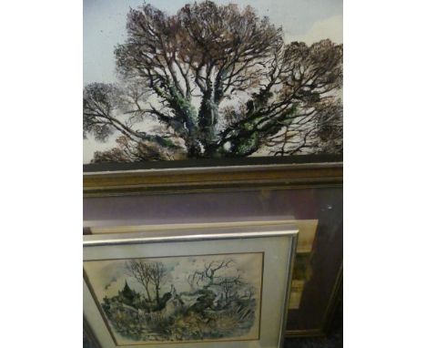 Alwyn Hall (20th Century) - 'Elm Tree, Irthlingborough' Oil on canvas, signed, titled, approx. 61x45cm, 'Eerie Cottage and Ga