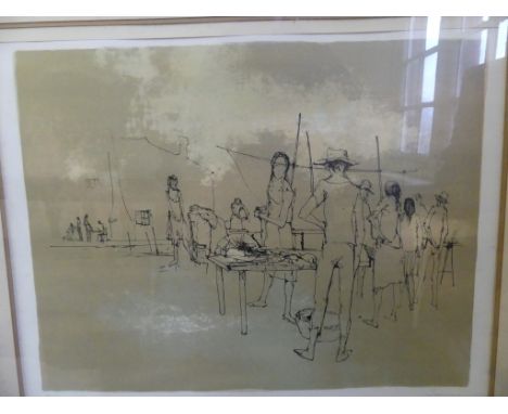Jean Jansem (1920-2013) - 'Marcheoau Poissons', pencil signed limited edition lithograph, with certificate of authenticity, a