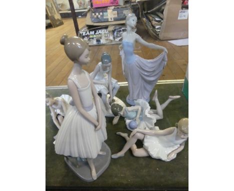 A collection of Spanish ballerina figures comprising one Lladro model and five Nao models.