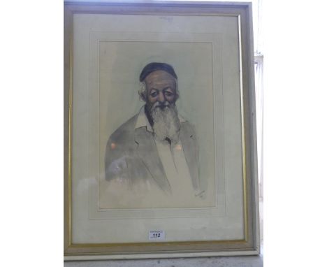 Buchwald - watercolour and ink study, head and shoulders portrait of a Jewish man.
