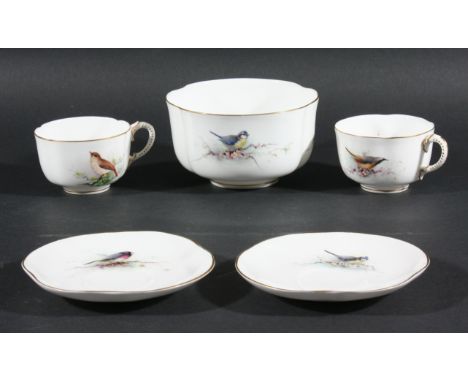 ROYAL WORCESTER COFFEE SERVICE, date codes for 1903 and 1907, painted in the manner of Powell with various English garden and