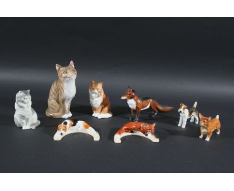 ROYAL WORCESTER ANIMAL FIGURES including 2950 Fox Lying (Doris Lindner), 2951 Hound Lying (Doris Lindner), 3243 Welsh Corgi, 