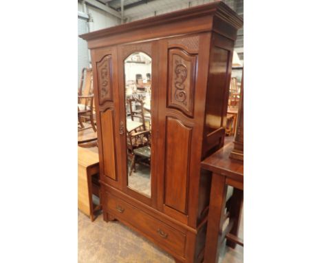 Edwardian double wardrobe with mirror door 