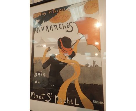 Reproduction framed and glazed French Holiday advertising print 40 x 50 cm