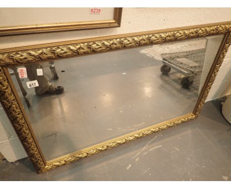 Large gilt wood framed bevelled edge mirror 60 x 110 cm