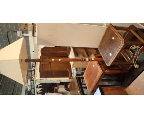 Mixed furniture tables and a standard lamp