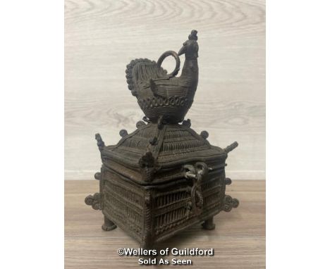 INDIAN DHOKRA METAL TRINKET BOX, 19CM HIGH