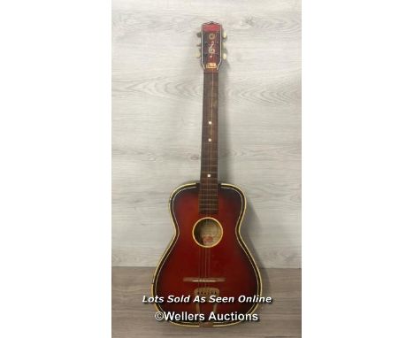 GALLOTONE CHAMPION 3/4 SIZE (MID-1950S) SIX STRING GUITAR MADE BY THE GALLO COMPANY OF SOUTH AFRICA.  THIS GUITAR IS SHOWING 