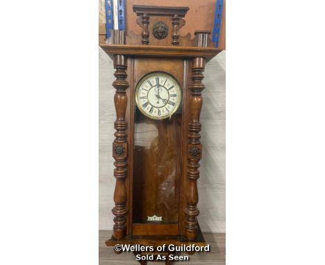 *ANTIQUE SCHLENKER &amp; KIENZLE SINGLE WEIGHT REGULATOR WALL CLOCK, FULLY SERVICED / MISSING PENDULUM AND KEY, 121CM HIGH