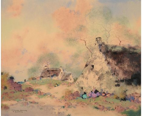 Ernest Pierre Guérin (1887-1952) French ''Chaumes Bretons''  Signed and inscribed, watercolour, 18.5cm by 24cm  *ARR/(Droit d
