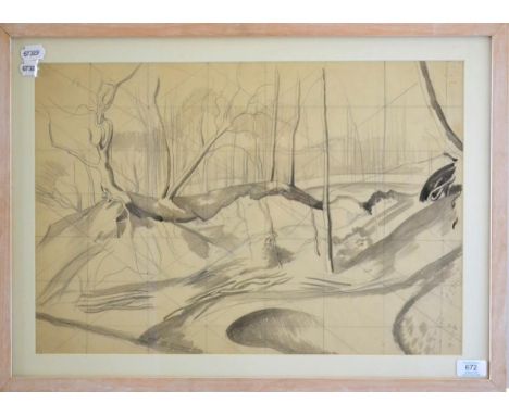 John Nash RA, NEAC, LG, SWE (1893-1977)  ''Winter trees, Suffolk'' Inscribed verso, with the John Nash Studio stamp, pencil a