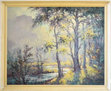 Robert Leslie Howey (1900-1981)  A View of Borrowdale Signed, oil on board, 49cm by 61.5cm   *ARR/(Droit de Suite) applies to