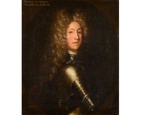 Follower of John Closterman (17th/18th century)  Portrait of gentleman wearing armour, possibly the Duke of Marlborough  Insc