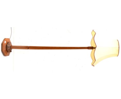 A Bob ''Wrenman'' Hunter Oak Standard Lamp, carved octagonal column on a stepped octagonal base, with carved wren signature, 