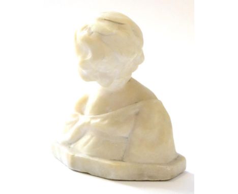 Otto Petri (Berlin 1860-1942): An Alabaster Bust, modelled as a young girl, signed Petri and 4726 F 134, inset with a metal d