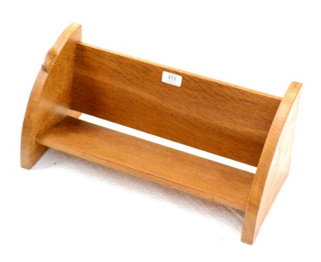A Robert ''Mouseman'' Thompson Oak Book Trough, with carved mouse signature, 45.5cm wide  