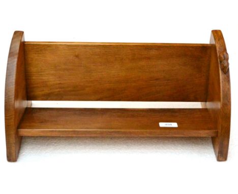 A Robert ''Mouseman'' Thompson Oak Book Trough, with carved mouse signature, 45.5cm long 