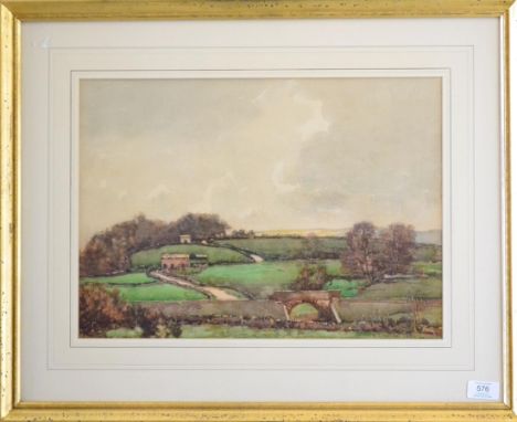Frederick Fred Lawson (1888-1968) ''Nr. Redmire, Wensleydale''  Signed and dated 1915, watercolour, 31cm, by 44cm     *ARR/(D
