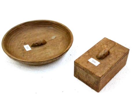 A Robert ''Mouseman'' Thompson Oak Fruit Bowl, with carved mouse signature to interior, 29cm diameter; and A Robert ''Mousema