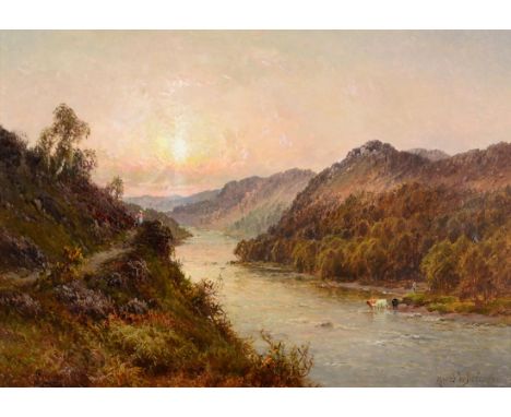 Alfred de Bréanski Snr RBA (1852-1928)  ''The Vale of Llangollen'' Signed, signed and inscribed verso, oil on canvas, 33.5cm 