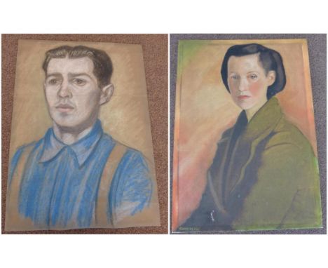Norman Stansfield Cornish (1919-2014) Portrait of Jack Cornish, head and shoulders Coloured chalks, 43cm by 41cm; together wi