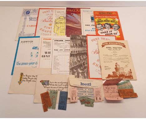 VINTAGE EPHEMERA INC 1950s THEATRE PROGRAMMES, BUS TICKETS ETC