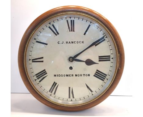 WALL CLOCK C J HANCOCK MIDSOMER NORTON 1875 WITH RESTORERS REPORT