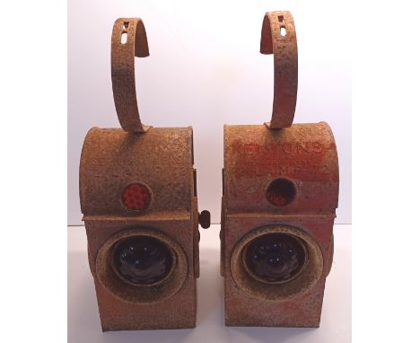 PAIR OF VINTAGE KENYONS ROAD LAMPS WITH BURNERS