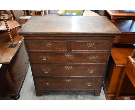 A 19th century oak chest of two short over three long drawers raised on bracket feet, 100 cm wide x 55 cm deep x 102 cm highF