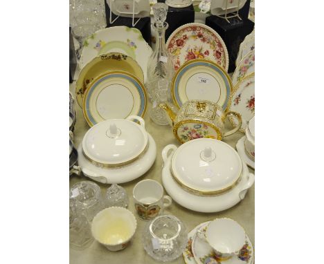 Ceramics and Glass - cut glass decanter vinegar bottle, preserve jar and cover; Royal Doulton Vermont pattern tureen and cove