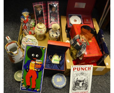 Household goods - a silver plated condiment set; a chromium plated cigarette box; Royal Doulton collectors plate; a chess set
