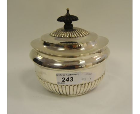 A Victorian oval stop fluted  silver tea caddy , Sheffield 1897, 6.725g gross